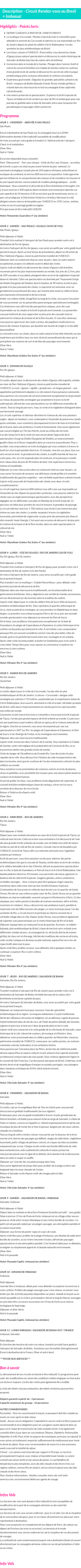 Détails du séjour