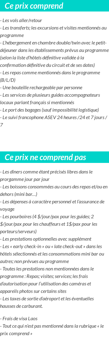 Conditions tarifaires