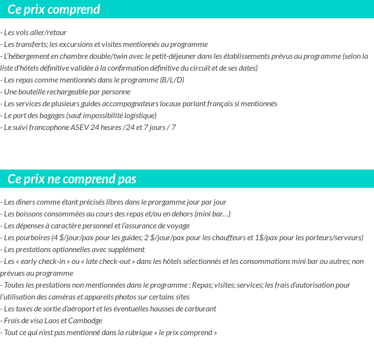 Conditions tarifaires