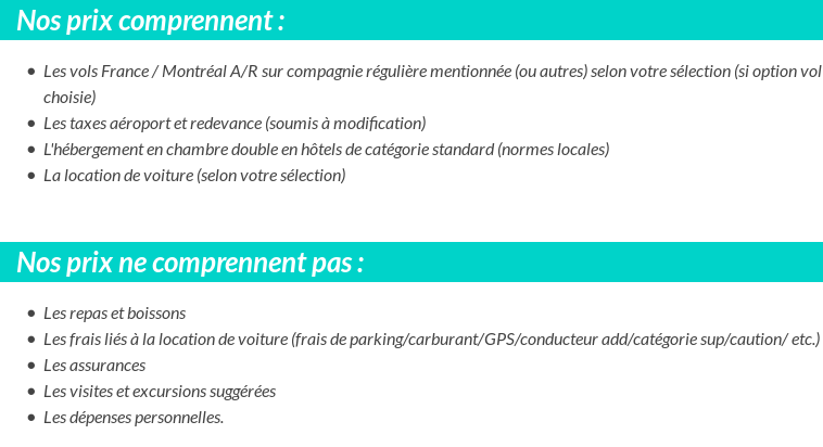 Conditions tarifaires