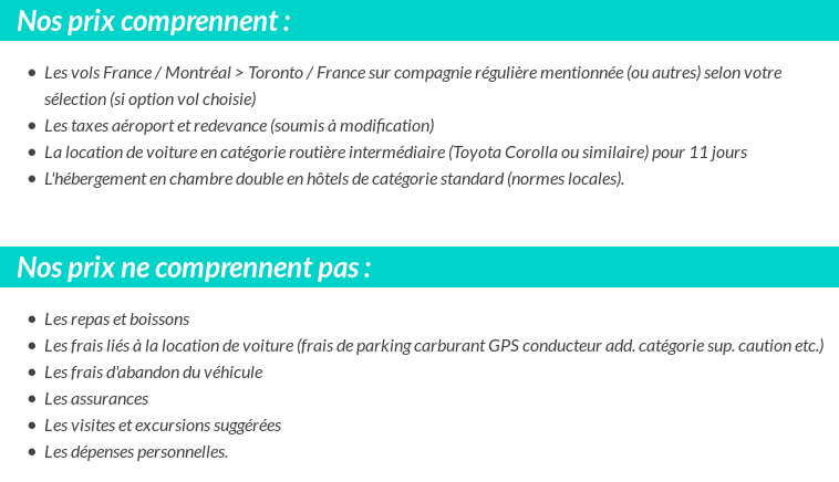 Conditions tarifaires