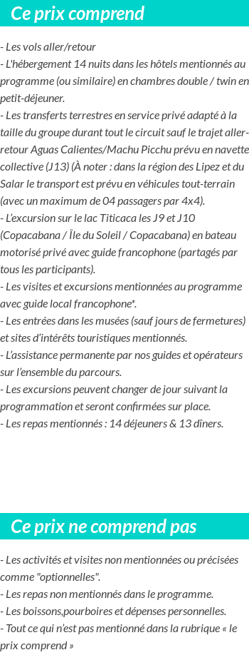 Conditions tarifaires