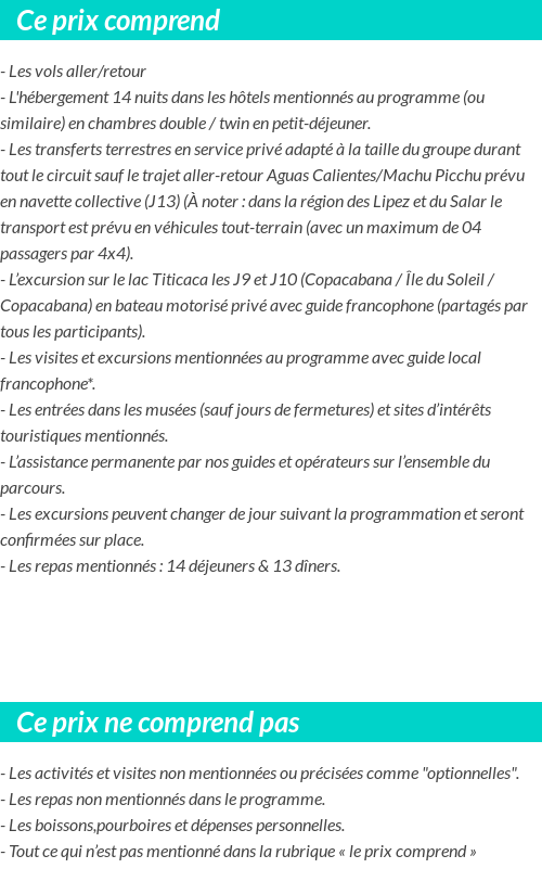 Conditions tarifaires