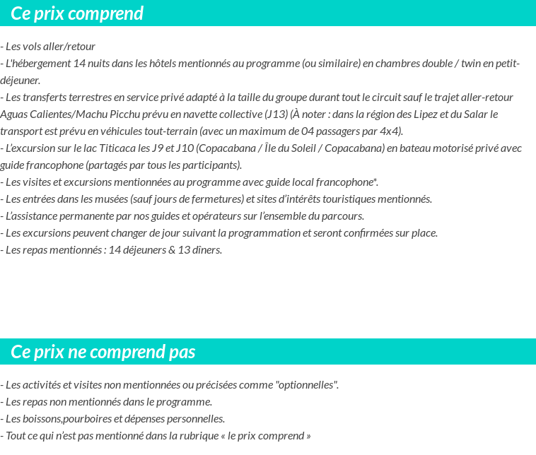 Conditions tarifaires