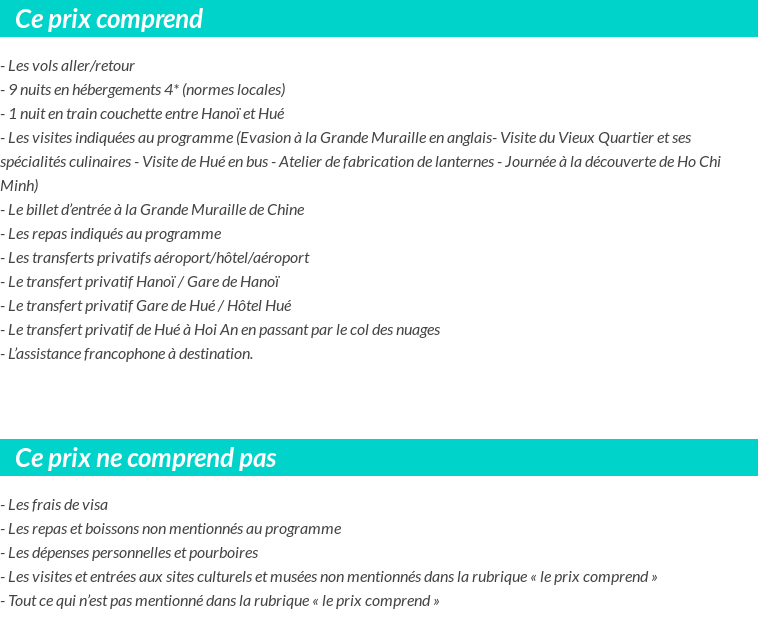 Conditions tarifaires