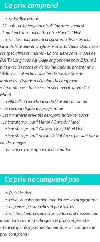 Conditions tarifaires