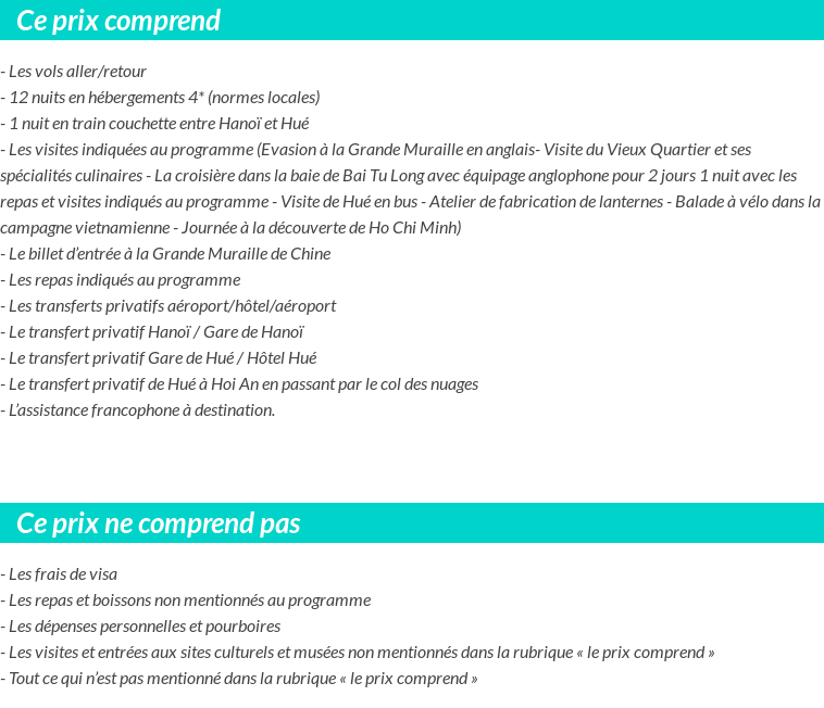 Conditions tarifaires
