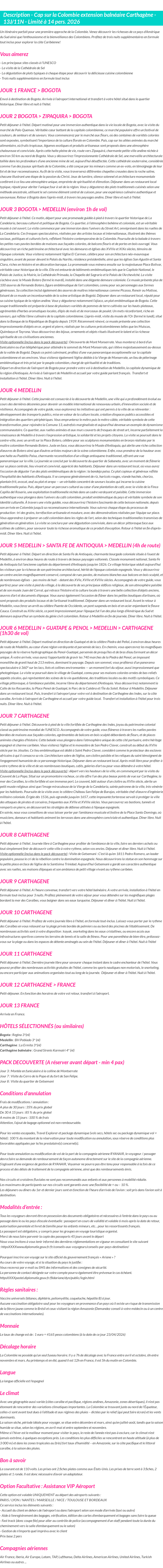 Détails du séjour