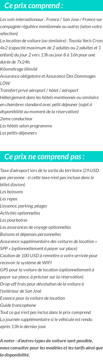 Conditions tarifaires