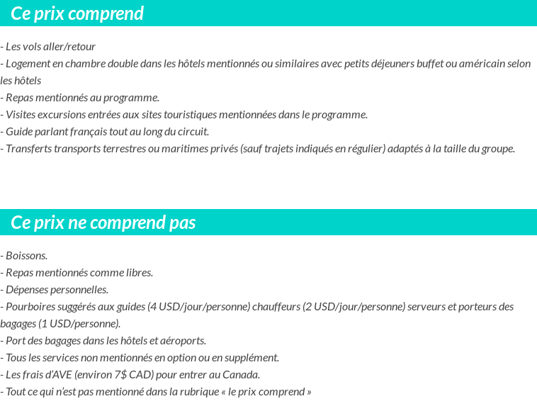 Conditions tarifaires
