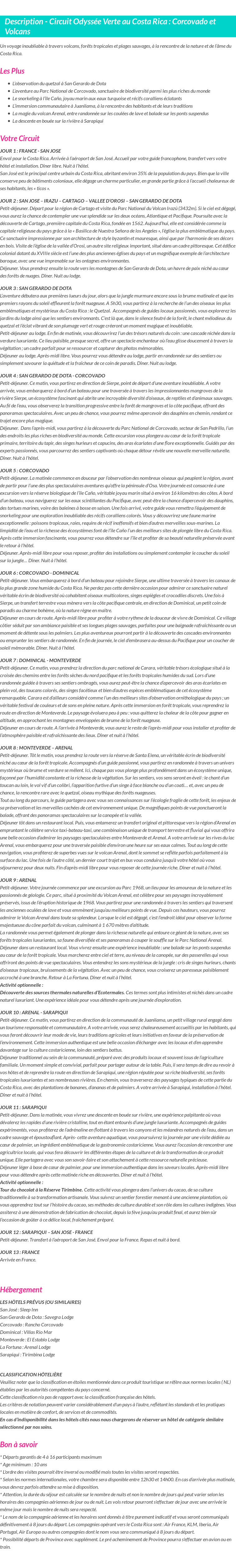 Détails du séjour