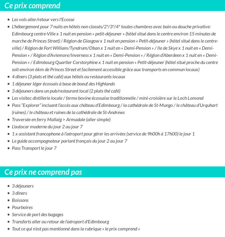 Conditions tarifaires