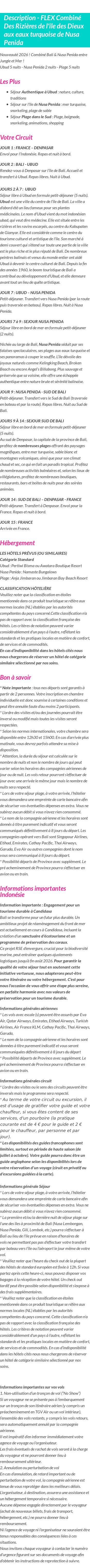 Détails du séjour