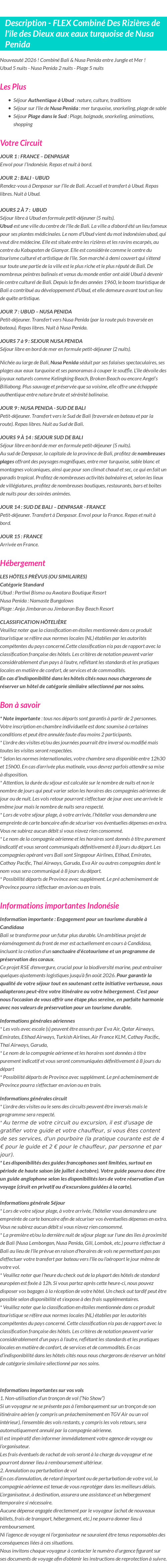 Détails du séjour