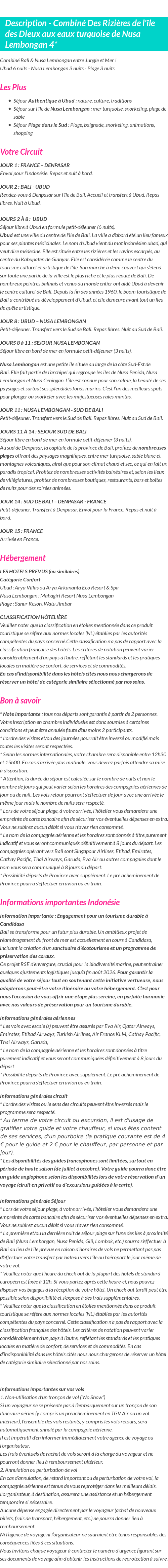 Détails du séjour