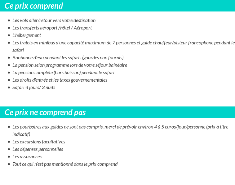 Conditions tarifaires