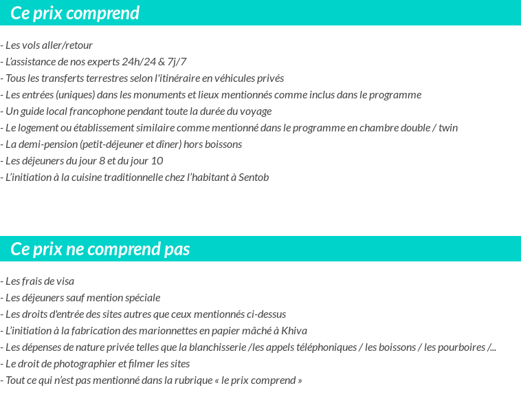Conditions tarifaires