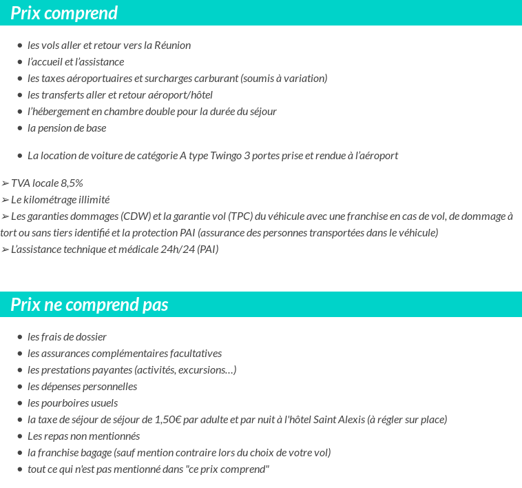 Conditions tarifaires