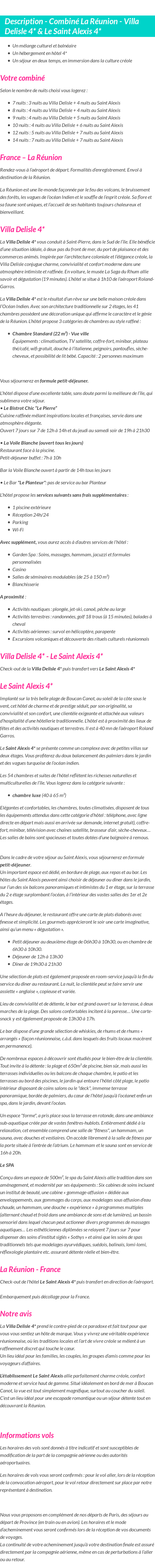 Détails du séjour