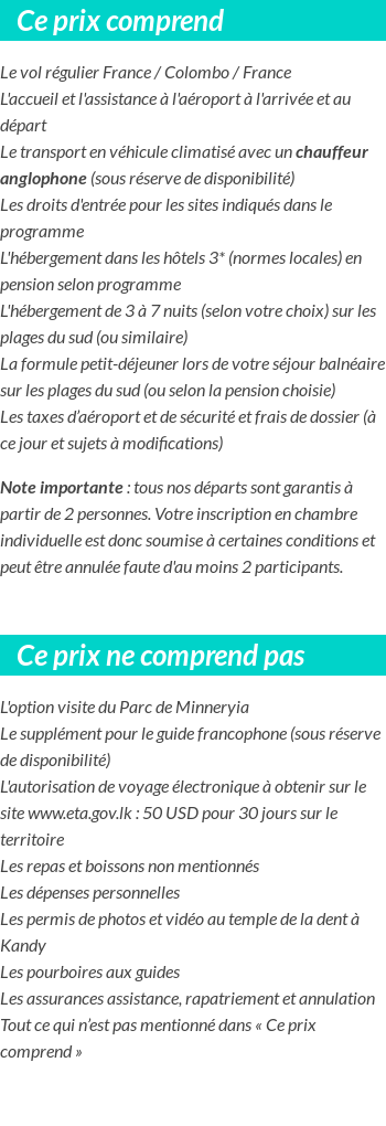 Conditions tarifaires