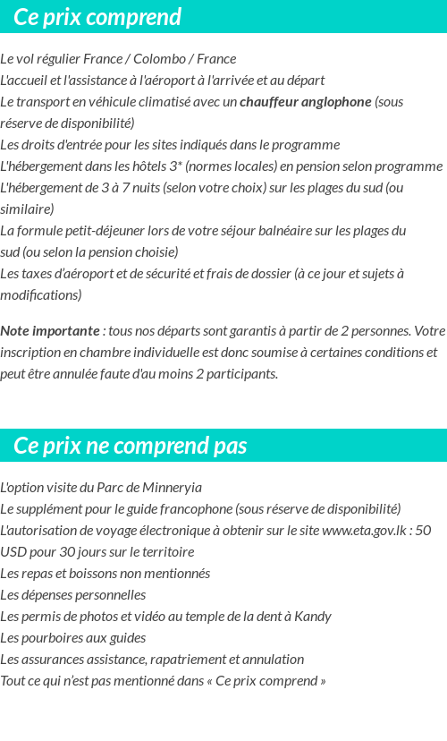 Conditions tarifaires