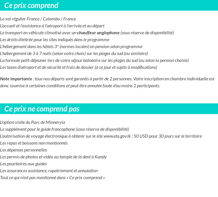 Conditions tarifaires