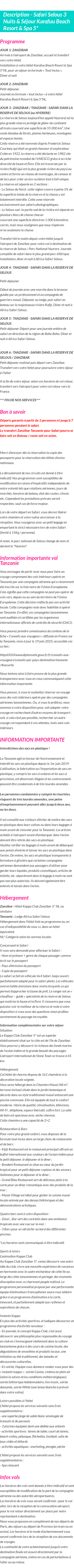 Détails du séjour