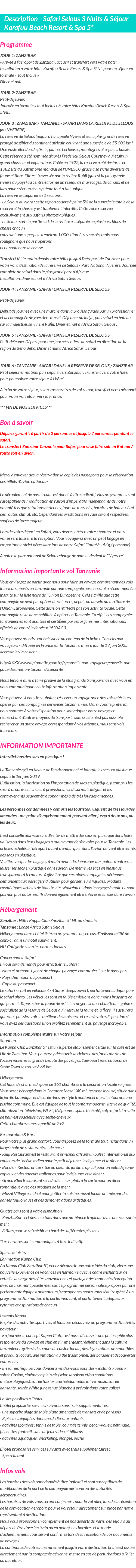 Détails du séjour