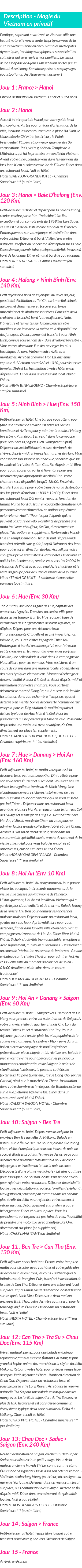 Détails du séjour