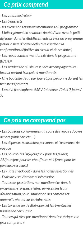 Conditions tarifaires