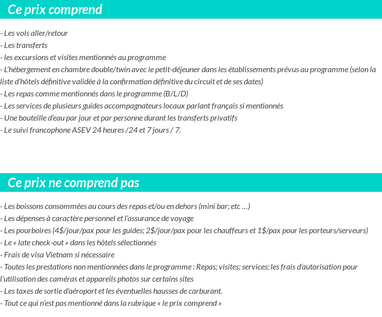 Conditions tarifaires