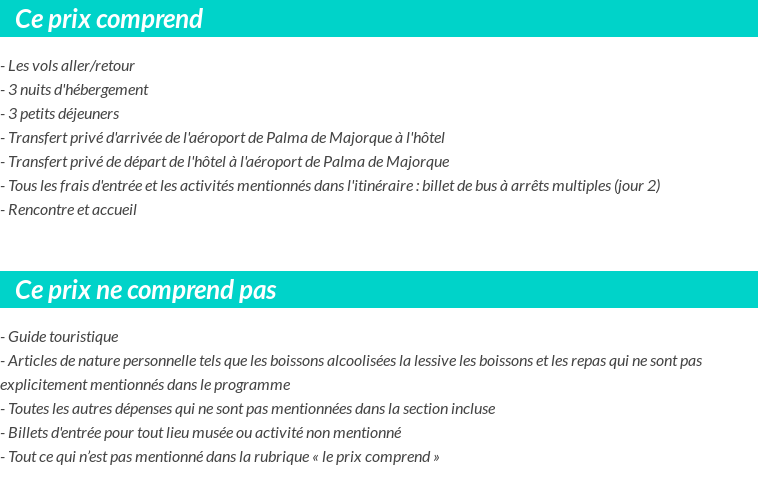 Conditions tarifaires