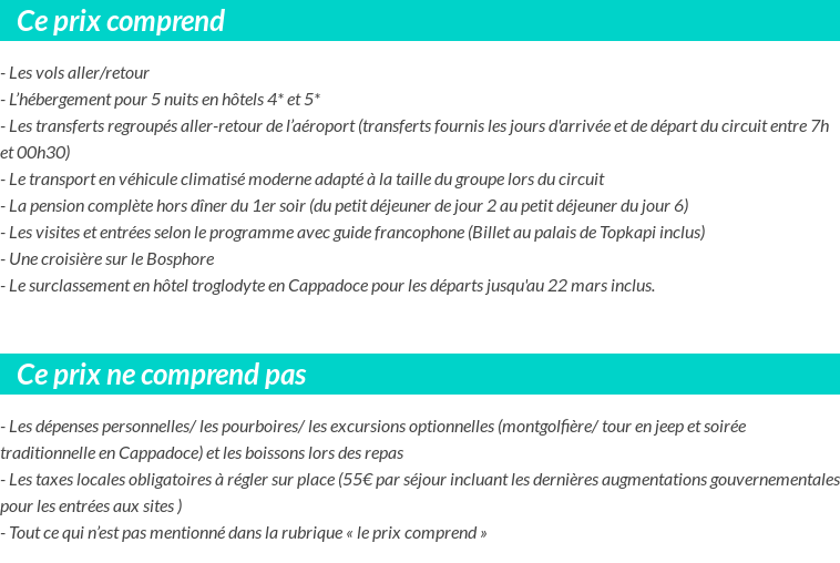 Conditions tarifaires
