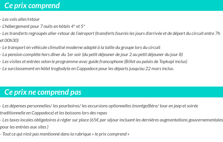 Conditions tarifaires