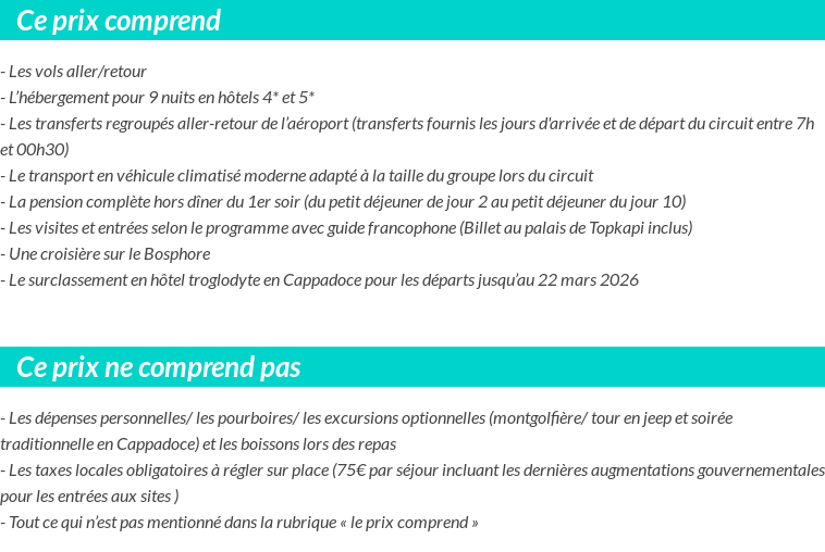 Conditions tarifaires