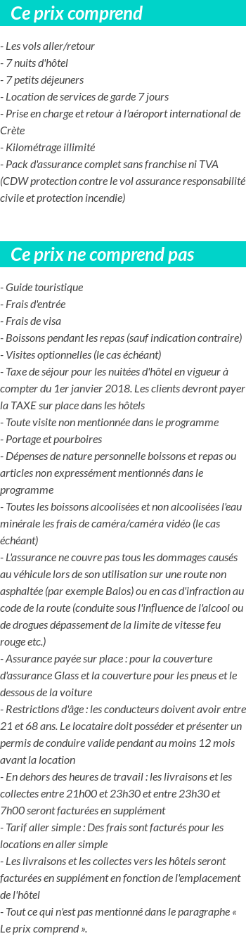 Conditions tarifaires