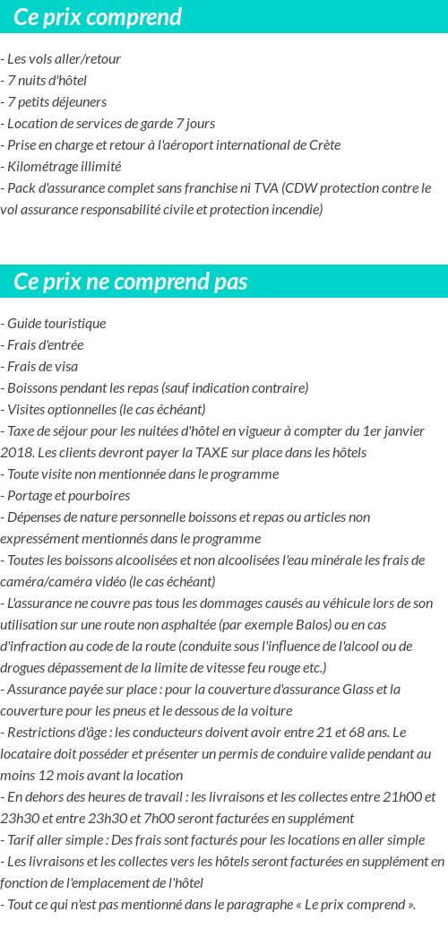 Conditions tarifaires