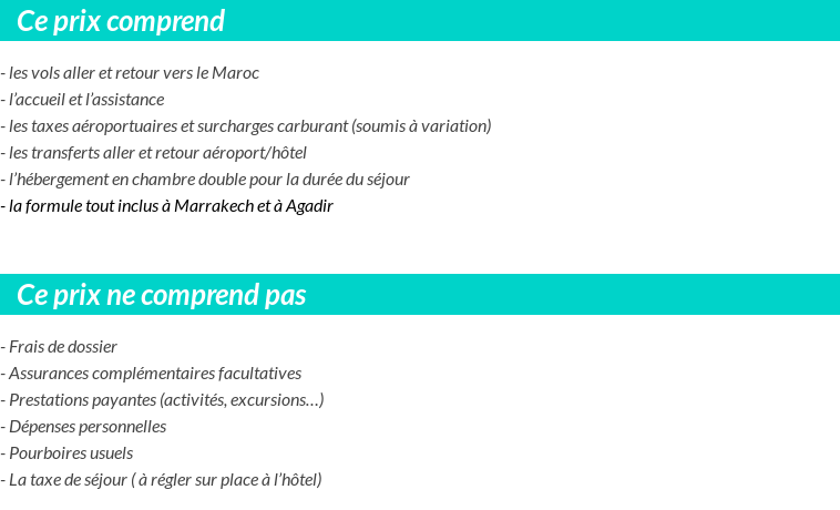 Conditions tarifaires