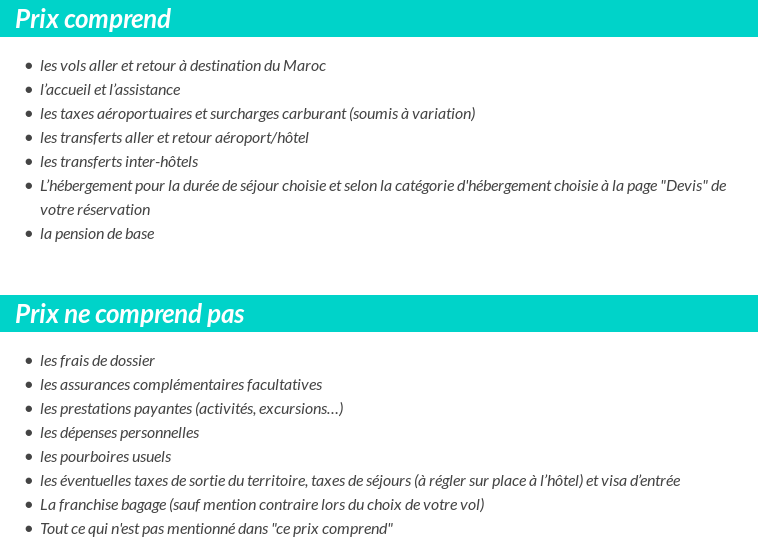 Conditions tarifaires