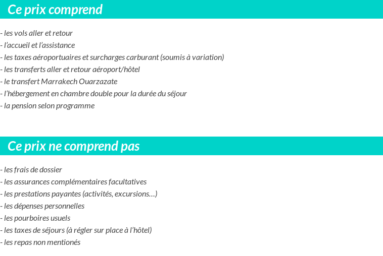 Conditions tarifaires
