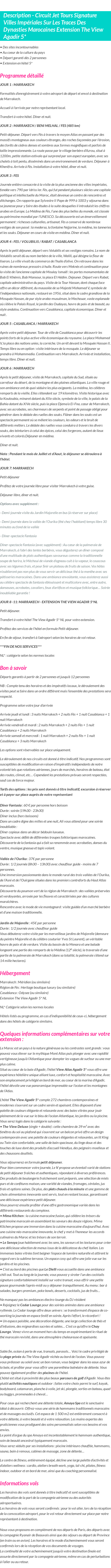 Détails du séjour