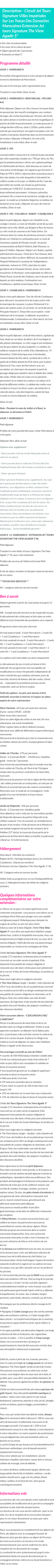 Détails du séjour