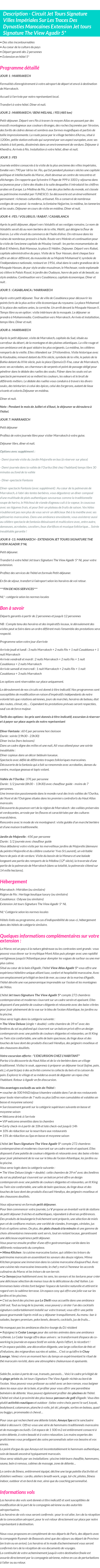 Détails du séjour