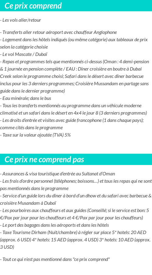 Conditions tarifaires