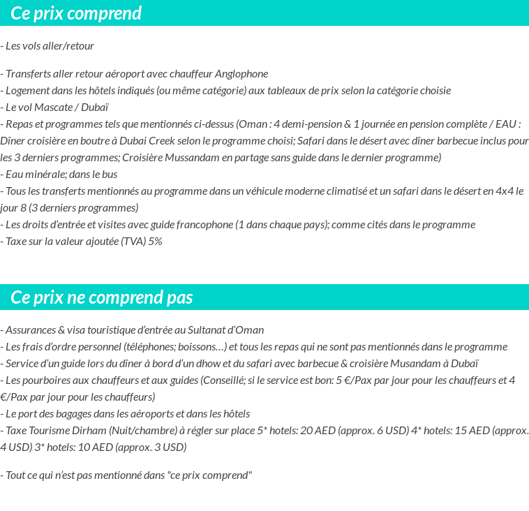 Conditions tarifaires
