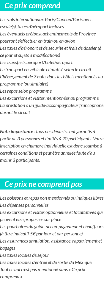 Conditions tarifaires