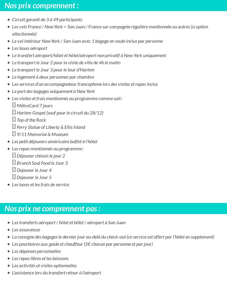 Conditions tarifaires