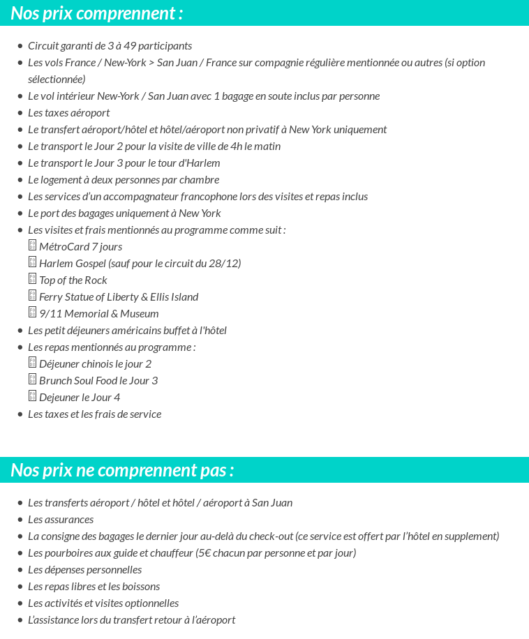 Conditions tarifaires