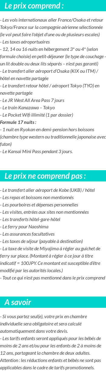 Conditions tarifaires