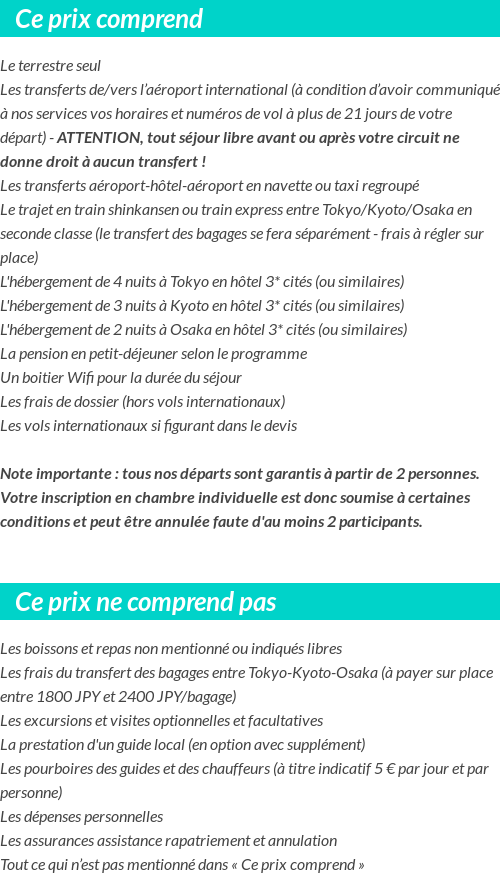 Conditions tarifaires